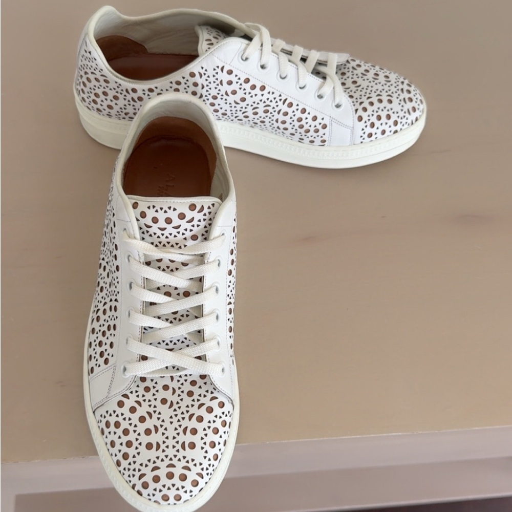 Alaia White Perforated Leather Sneakers